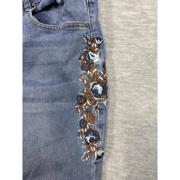 Tantrums Womens Jeans 16 Embroidered Floral Denim Blue Stretch‎ - Picture 3 of 6
